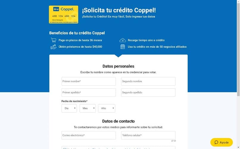 El sitio para solicitar un préstamo en Coppel