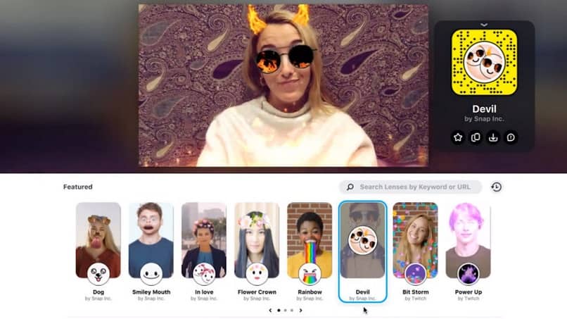 diferentes filtros de Snapchat